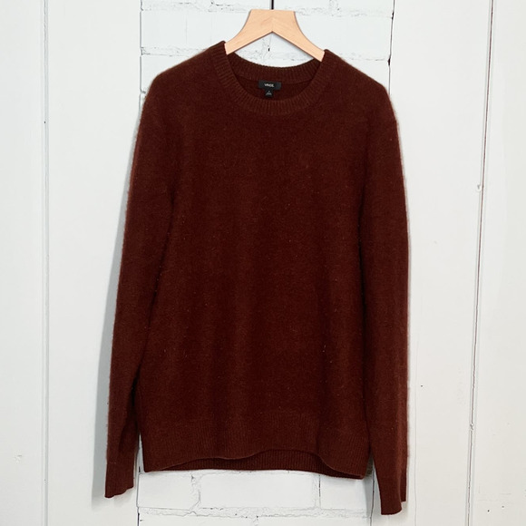 Vince 100% Plush Cashmere Crewneck Sweater Medium Red Brown - Picture 1 of 9